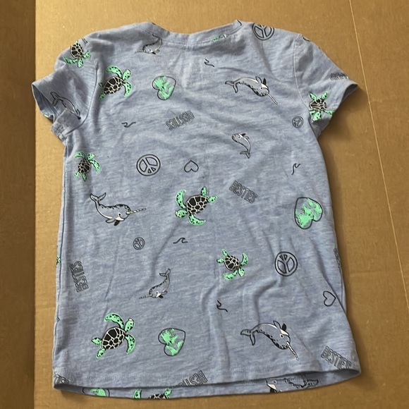Justice “Besties” Sea Life Pocket Tee Shirt ~ Size 6 ~ Blue, Gray, Black, Green - Picture 3 of 7